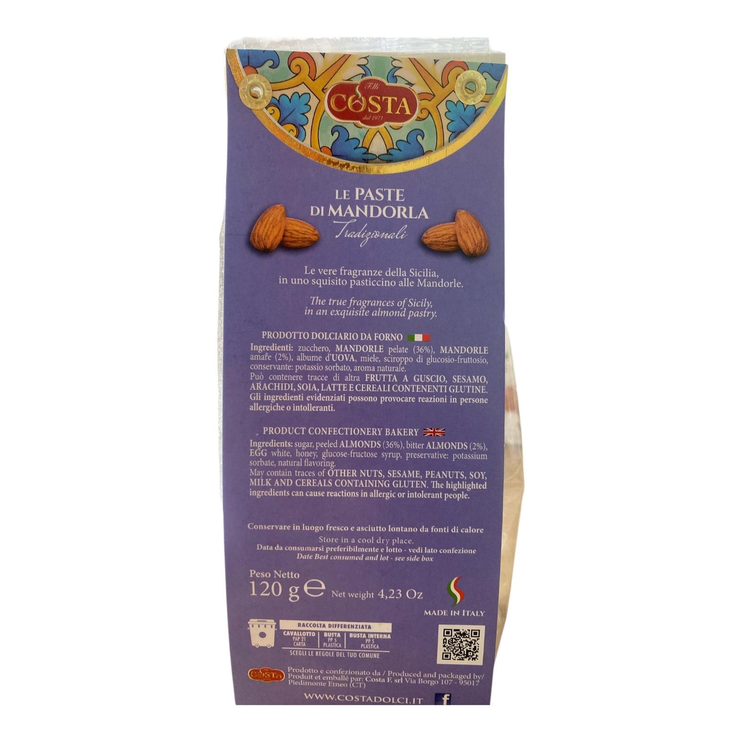 Paste di Mandorla tradizionali -Traditional Sicilian Almond biscuit 120g