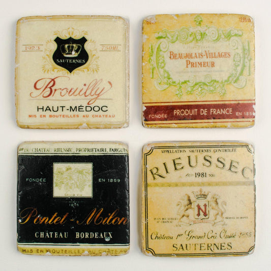 Coasters S/4 Wine Labels