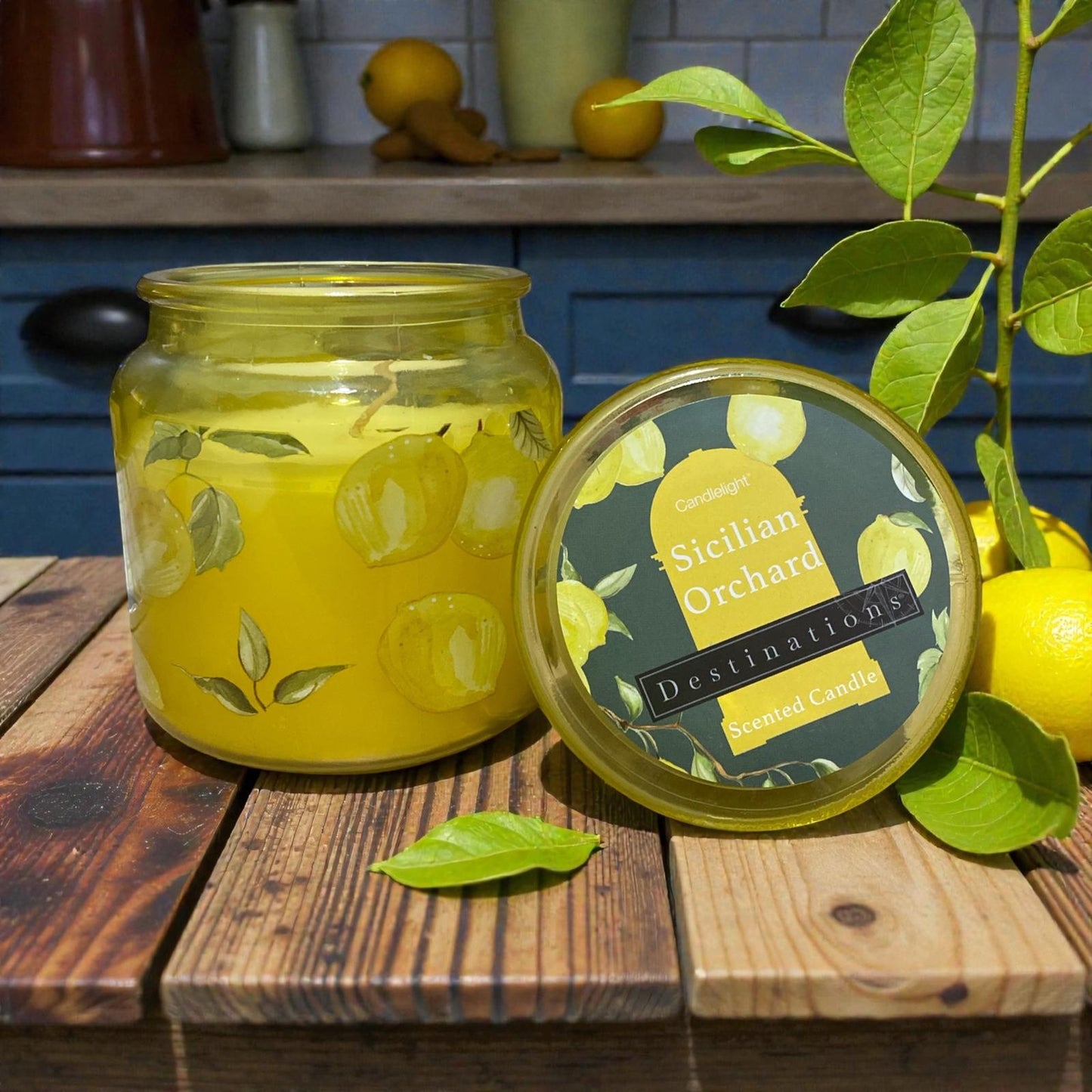 Sicilian Orchard Lidded Candle Jar with Lemon Grove Scent