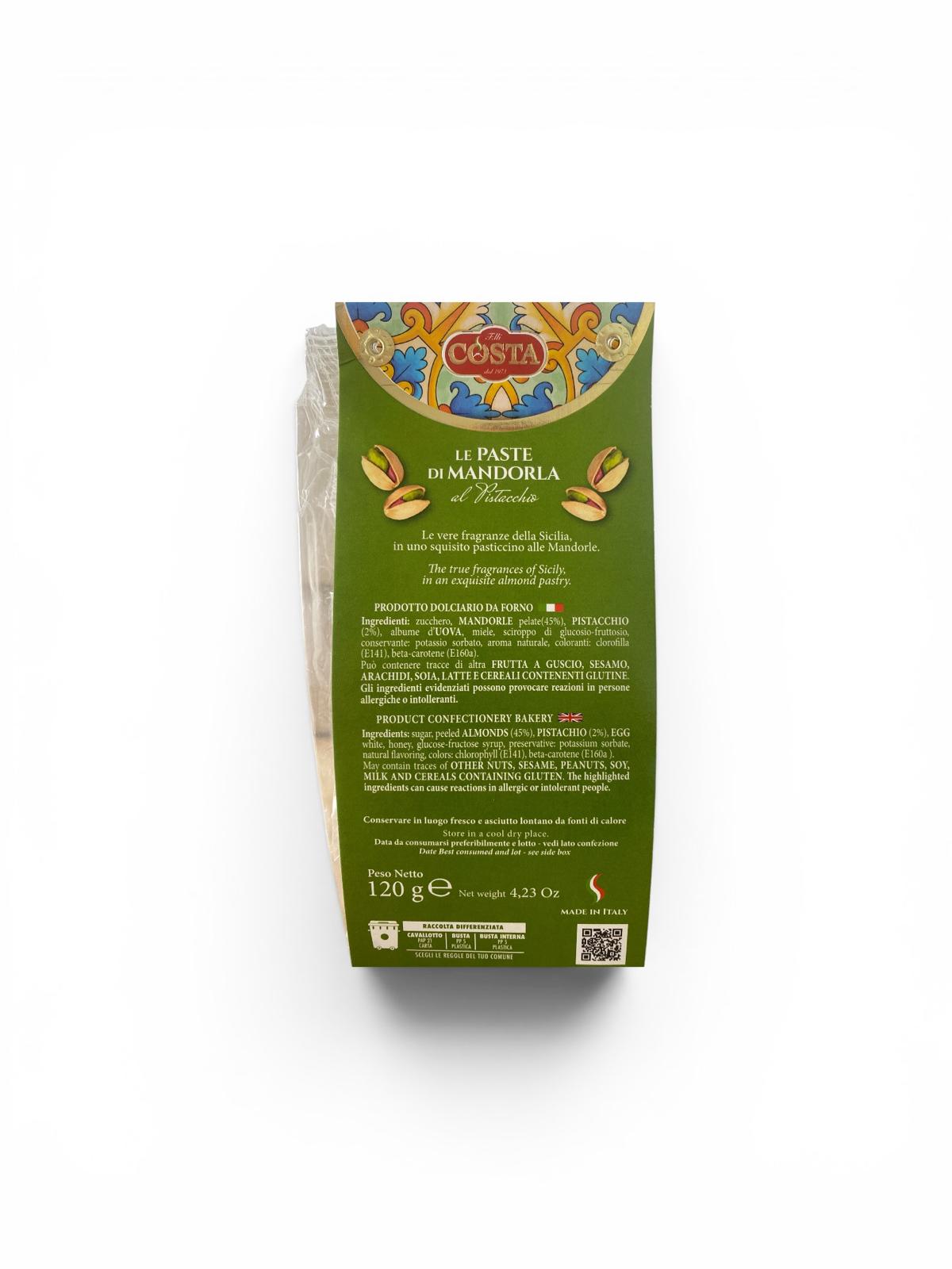 Paste di Mandorla al Pistacchio - Sicilian almond and pistachio biscuit 120g