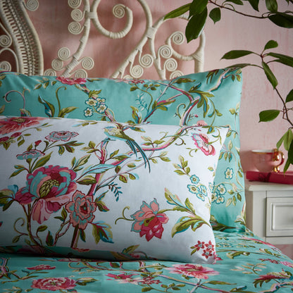 Vintage Chinoiserie Floral Exotic Duvet Cover Set Jade: Jade