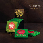 Ginger Lime. Dark chocolate w. ginger & lime. Vegan. 50g bar