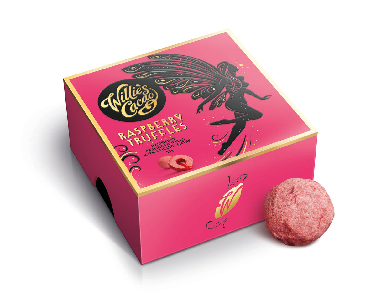 Raspberry Truffles with soft raspberry centre. x5  35g