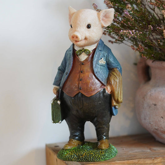 Gentleman Pig Resin Ornament Garden Home Statue
