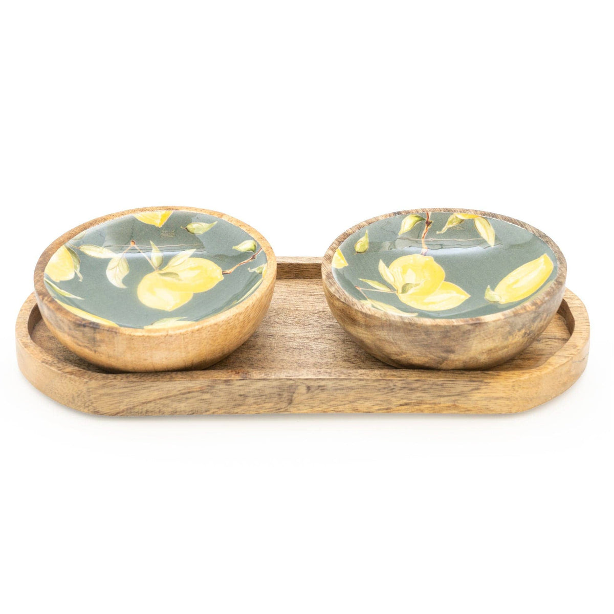 Set of 2 Small Mango Wood Dipping Bowls