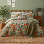 Meadow Haze Printed Duvet Cover Set Green: Green