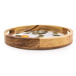 Handcrafted Orange Blossom Round Wooden Tray 30cm