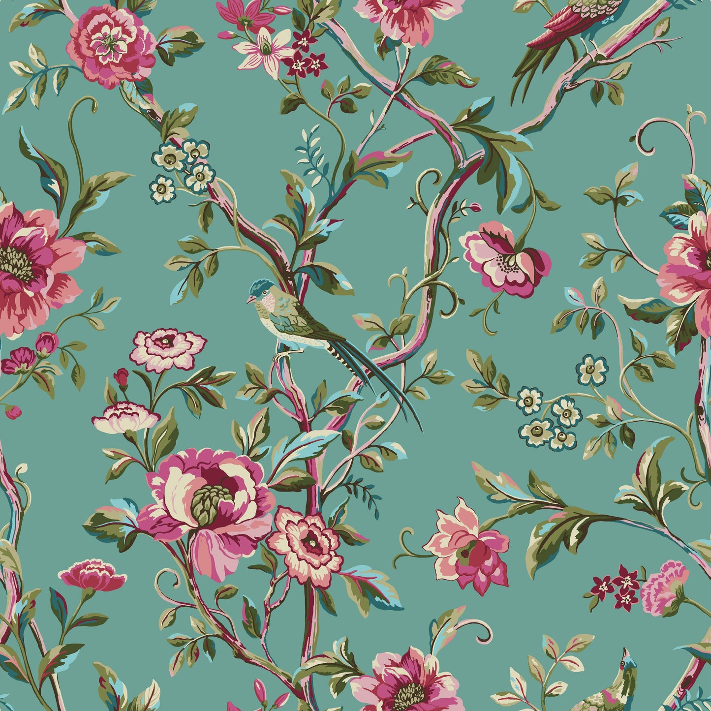Vintage Chinoiserie Floral Exotic Duvet Cover Set Jade: Jade