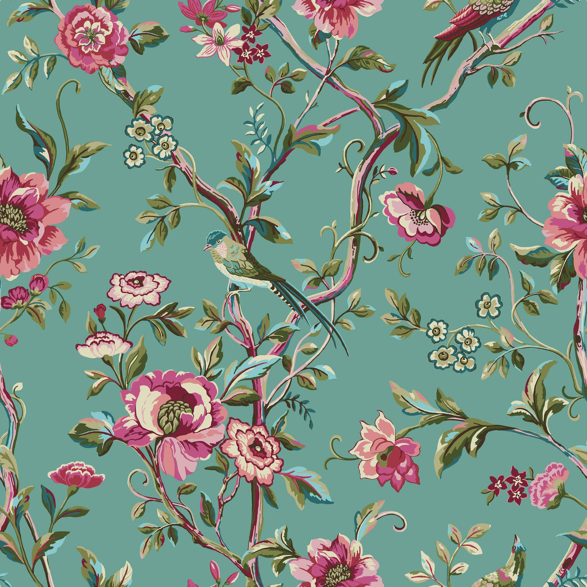 Vintage Chinoiserie Floral Exotic Duvet Cover Set Jade: Jade