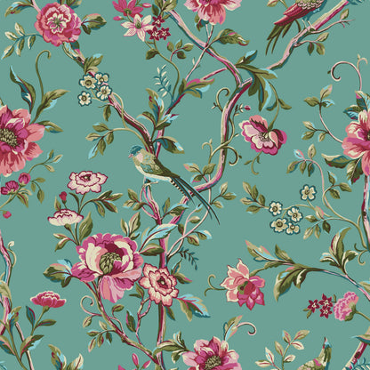 Vintage Chinoiserie Floral Exotic Duvet Cover Set Jade: Jade