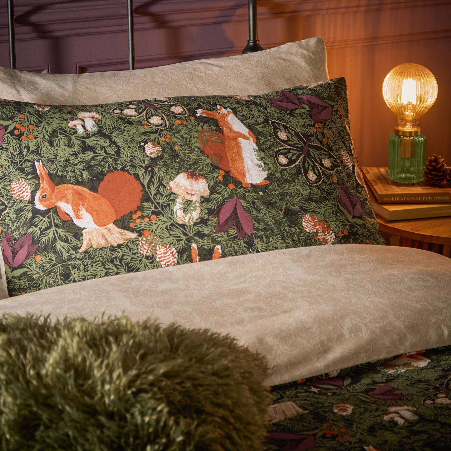 Pineberry Forest Woodland Duvet Cover Set Multicoloured: Multicoloured / Super King