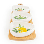 Set of 3 Dishes on Bamboo Tray