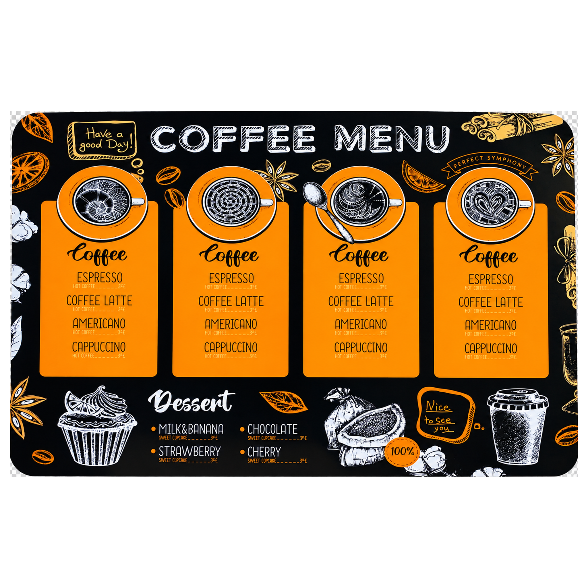 Coffee Menu Placemat