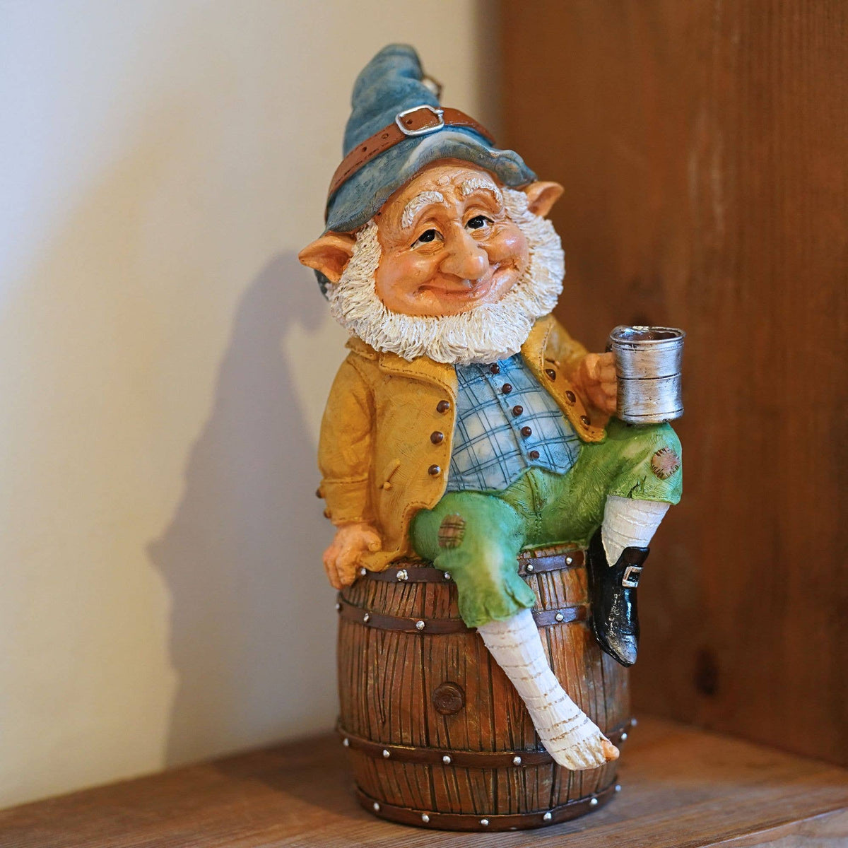Cask Gnome Resin Ornament Garden Outdoor/Indoor Statue