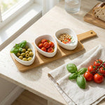 Set of 3 Dishes on Bamboo Tray