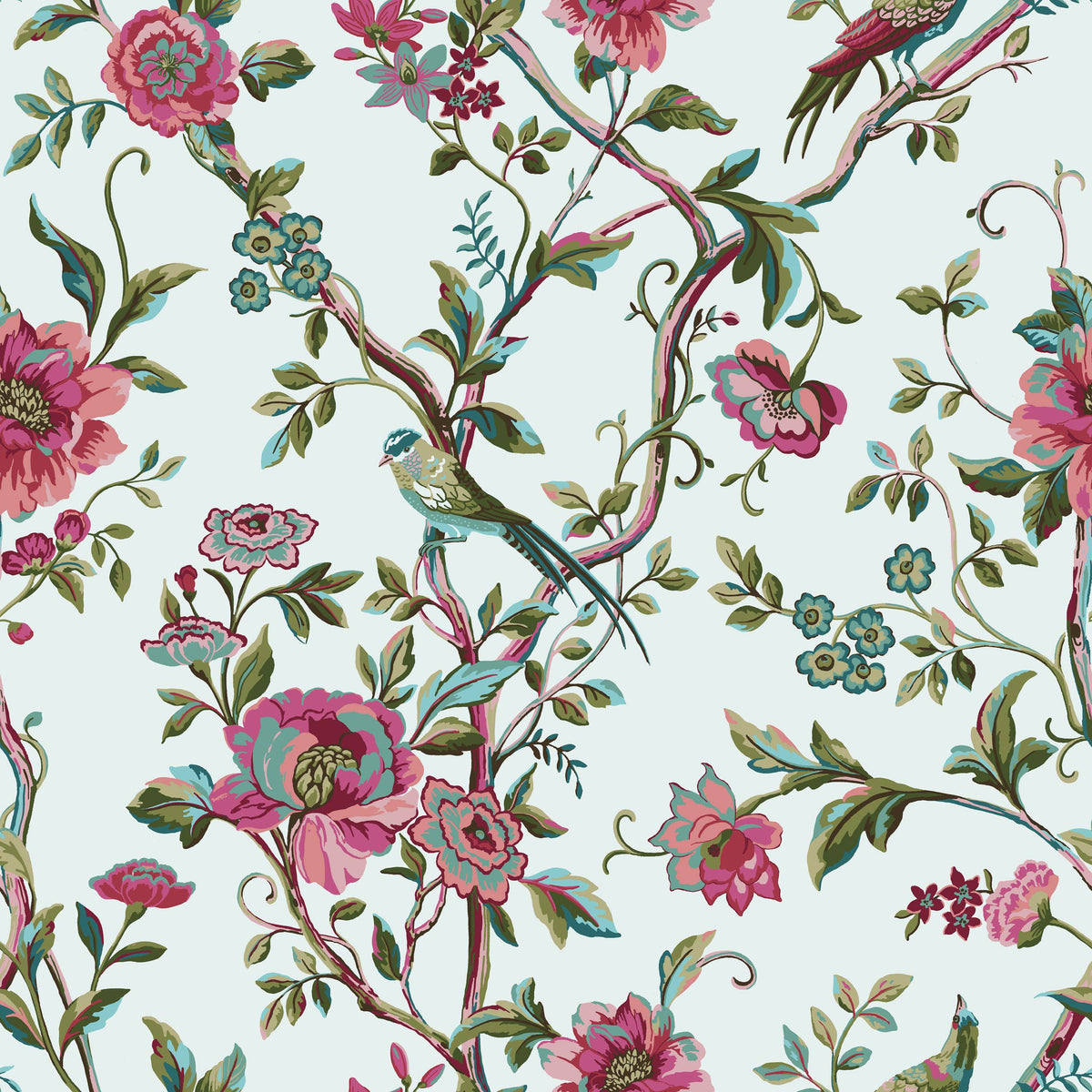 Vintage Chinoiserie Floral Exotic Duvet Cover Set Jade: Jade