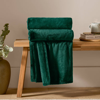 Harrow Fleece Throw Emerald: Emerald / 140 x 180cm