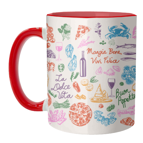 Mugs 'Italian Foodie Doodles – La Dolce Vita Pizza Pasta W: Mug Premium 11oz