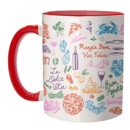 Mugs 'Italian Foodie Doodles – La Dolce Vita Pizza Pasta W: Mug Premium 11oz