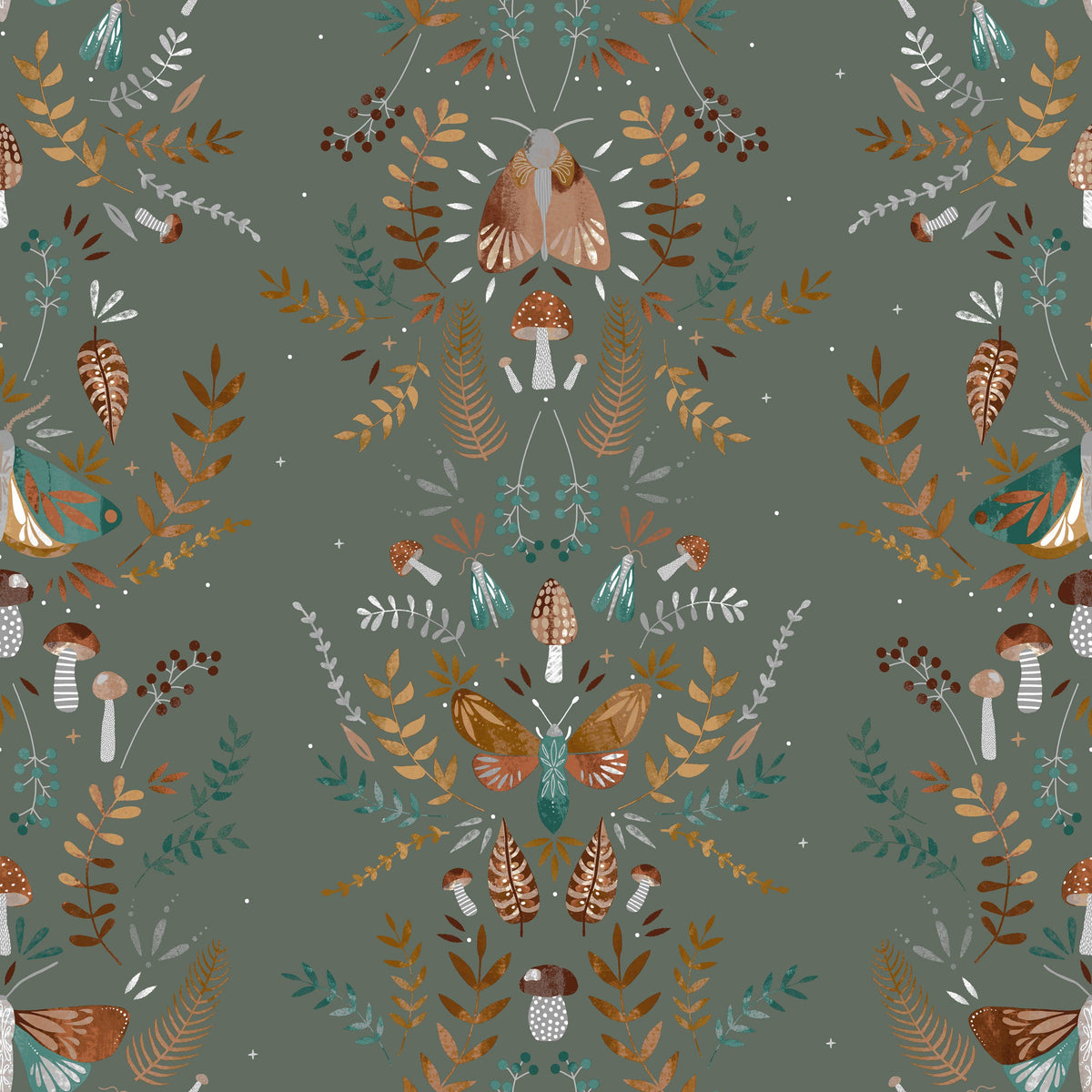 Luna Wood Duvet Cover Set Fern Green: Fern Green / Double