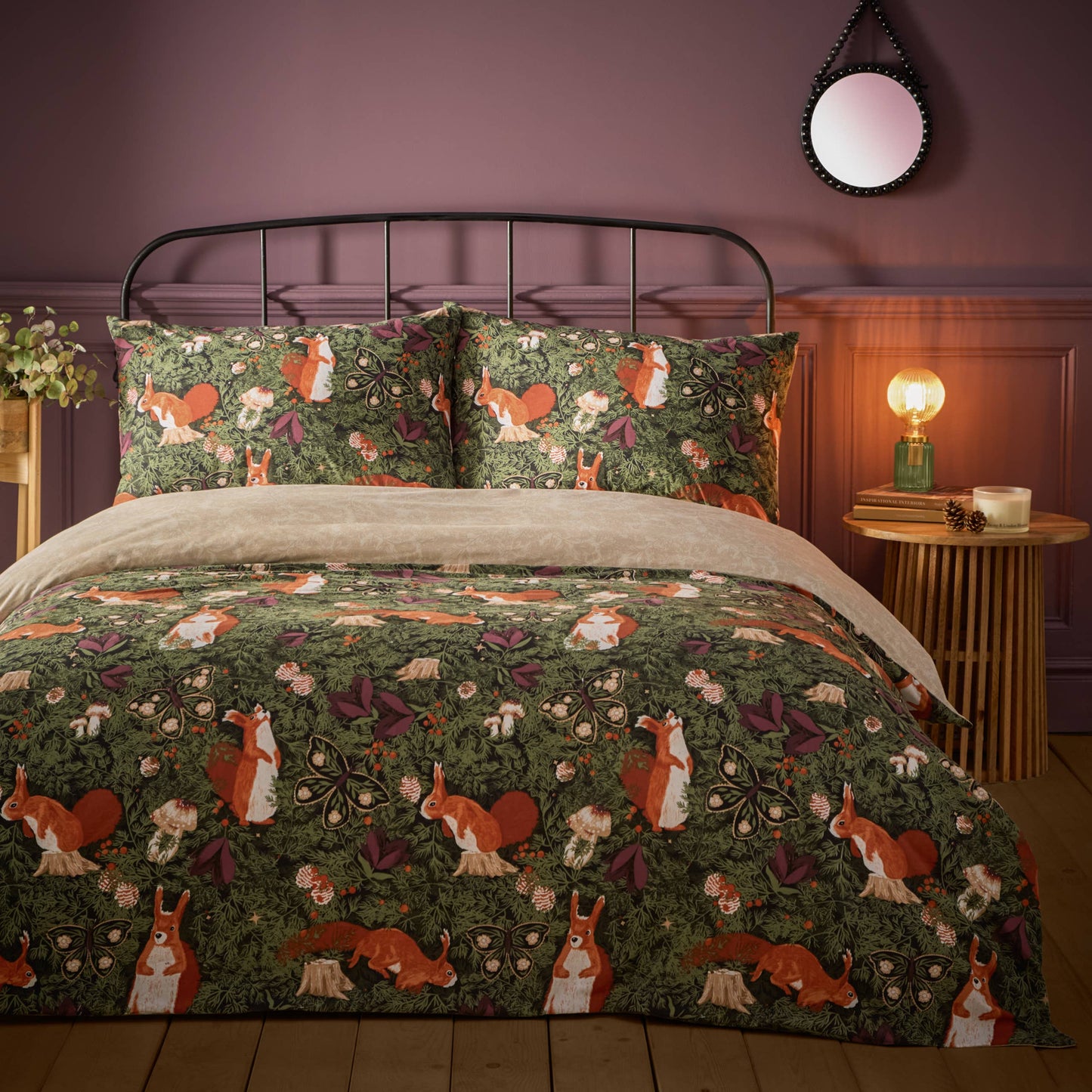 Pineberry Forest Woodland Duvet Cover Set Multicoloured: Multicoloured / Super King