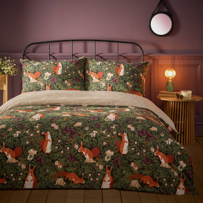 Pineberry Forest Woodland Duvet Cover Set Multicoloured: Multicoloured / Super King