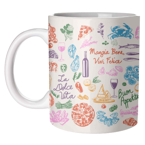 Mugs 'Italian Foodie Doodles – La Dolce Vita Pizza Pasta W: Mug Premium 11oz