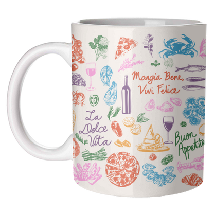 Mugs 'Italian Foodie Doodles – La Dolce Vita Pizza Pasta W: Mug Premium 11oz