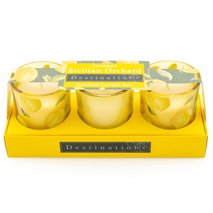 Sicilian Orchard S/3 Mini Votives with Lemon Grove Scent