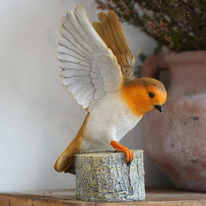 Winged Robin Resin Ornament Garden Home Statue Robins