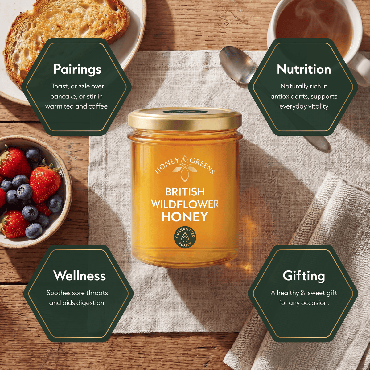 British Raw Wildflower Honey - Lab Tested & Certified