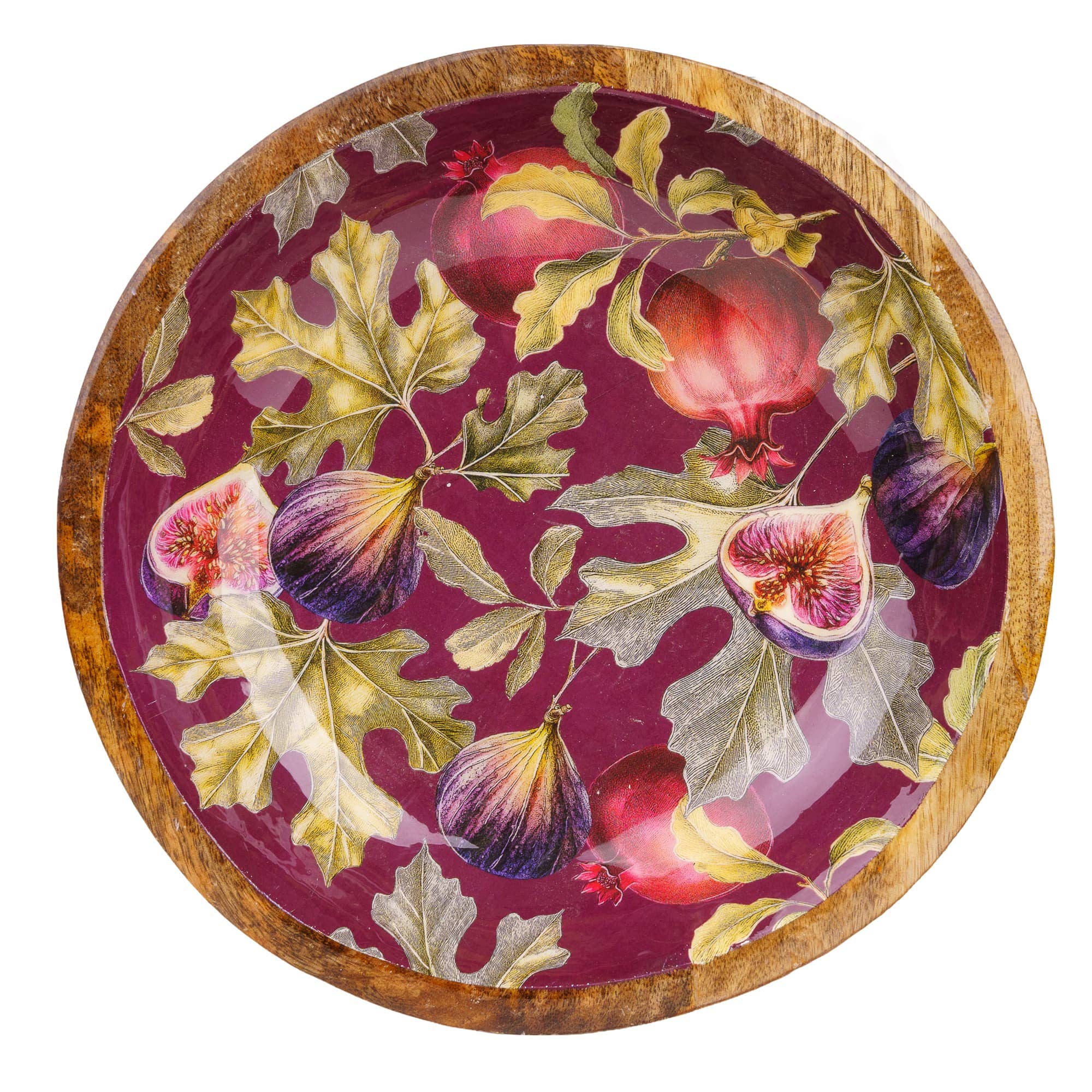 Large Mango Wood Bowl - Fig & Pomegranate