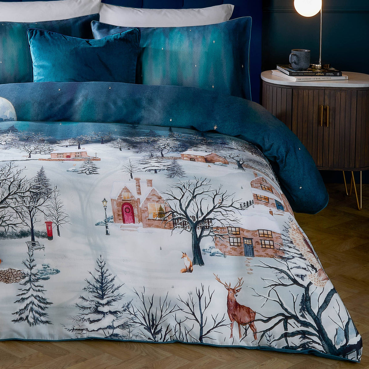 Starlight 100% Cotton Duvet Cover Set Midnight Blue: Midnight Blue / King