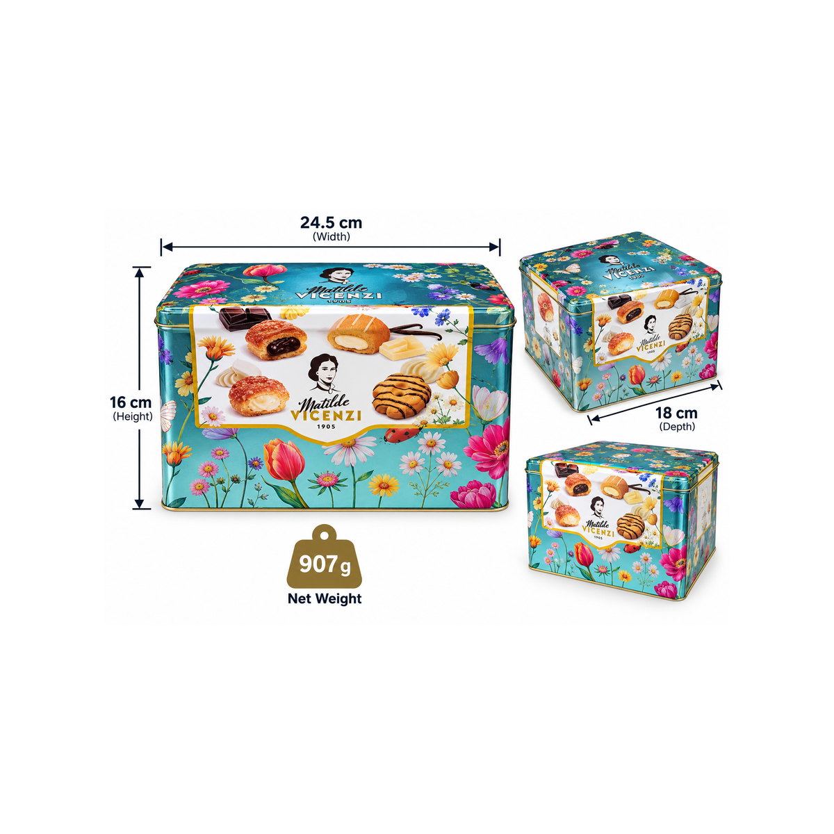 Matilde Vicenzi Assorted Puff Pastry and Shortbread Biscuits Tin 907g